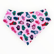 Load image into Gallery viewer, Paw Print Mittens Pink Christmas Dog Bandana