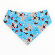 Load image into Gallery viewer, Gingerbread Blue Glitter Christmas Dog Bandana