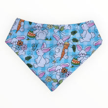 Load image into Gallery viewer, Bunnies on Blue Plaid Dog Bandana