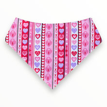 Load image into Gallery viewer, Valentine's Stripes & Love Dog Bandana
