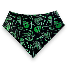 Load image into Gallery viewer, Bones and Skulls Glow in the Dark Dog Bandana