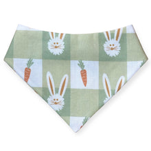 Load image into Gallery viewer, Sage Green Gingham Bunny Carrot Dog Bandana