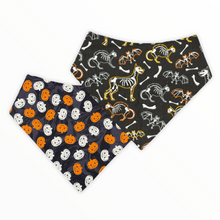 Load image into Gallery viewer, Skeleton Pumpkin Reversible Dog Bandana