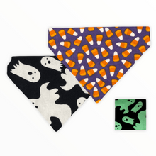 Load image into Gallery viewer, Candy Corn Ghost Flannel (Glow in the Dark) Dog Bandana