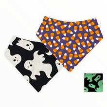 Load image into Gallery viewer, Candy Corn Ghost Flannel (Glow in the Dark) Dog Bandana
