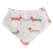 Load image into Gallery viewer, Weiner Dogs and Snowflakes Dog Bandana