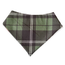 Load image into Gallery viewer, Truck and Trees Green Plaid Dog Bandana