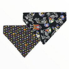 Load image into Gallery viewer, Day of the Dead Halloween Reversible Dog Bandana