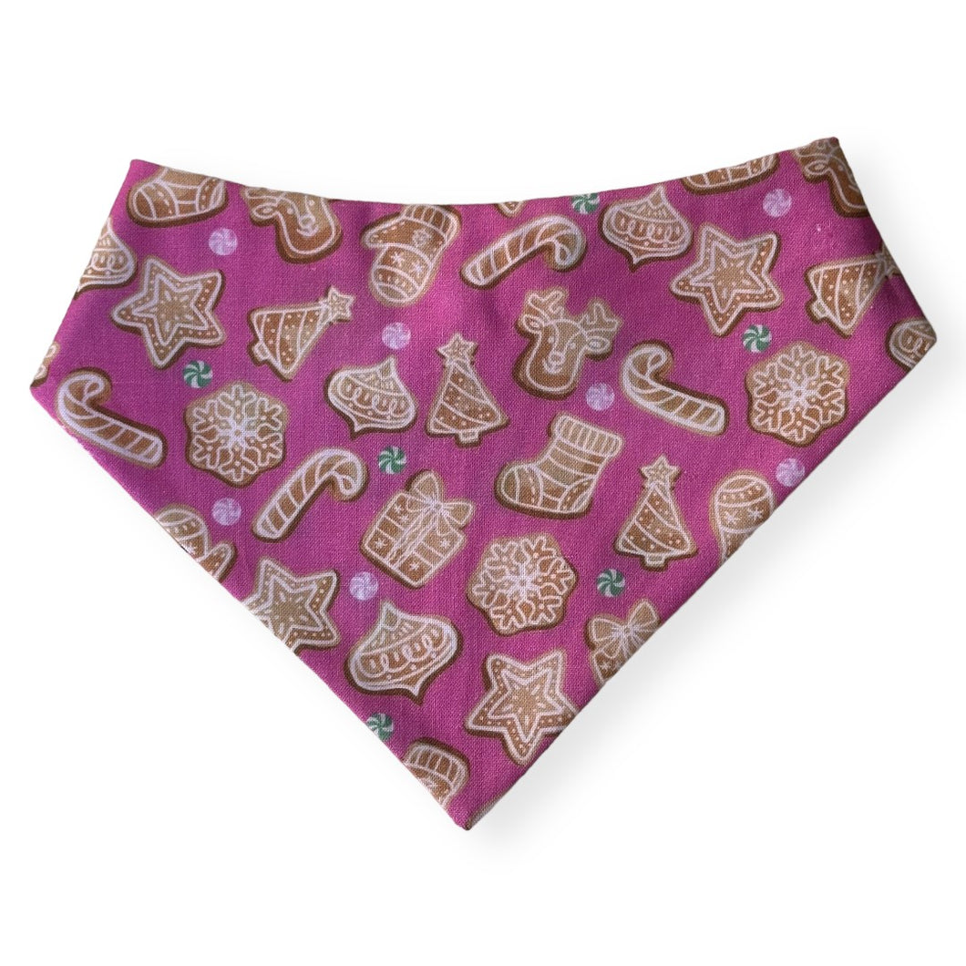 Christmas Cookies on Pink Dog Bandana