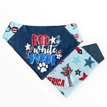 Load image into Gallery viewer, Red White &amp; Woof Dog Bandana
