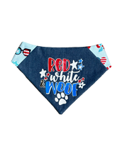 Load image into Gallery viewer, Red White &amp; Woof Dog Bandana
