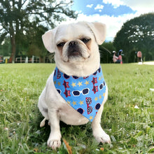 Load image into Gallery viewer, Red White &amp; Blue Sunglasses Dog Bandana
