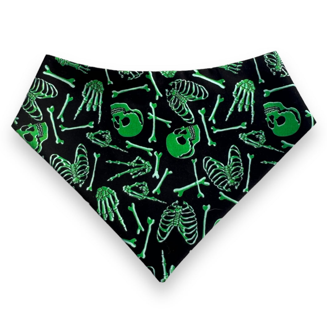 Bones and Skulls Glow in the Dark Dog Bandana