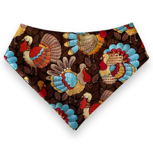 Load image into Gallery viewer, Fall Teal Turkeys Dog Bandana
