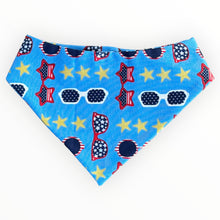 Load image into Gallery viewer, Red White &amp; Blue Sunglasses Dog Bandana
