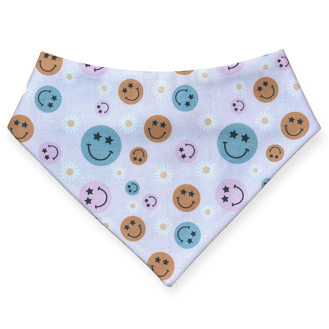 Retro Groovy Smiley Daisy Dog Bandana