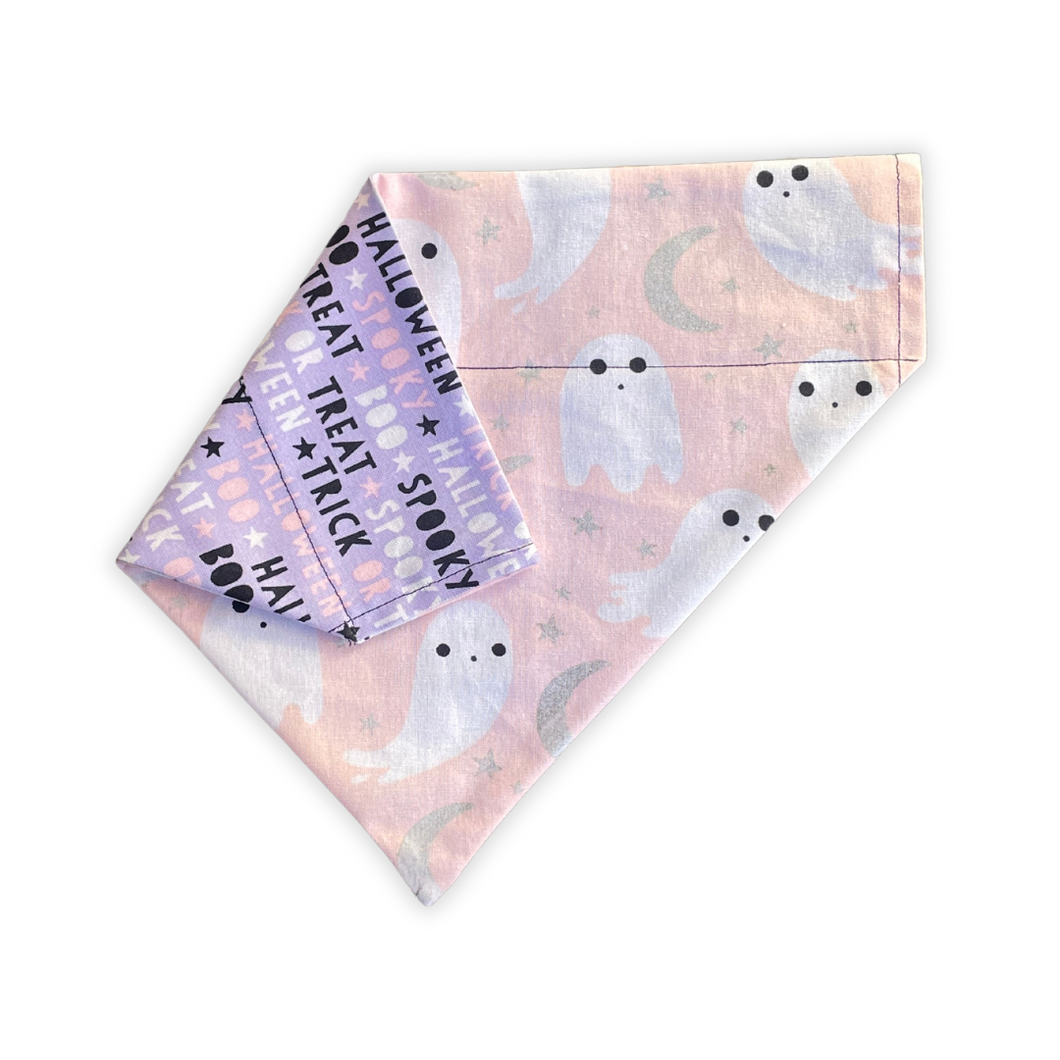 Pink Ghost Halloween Dog Bandana