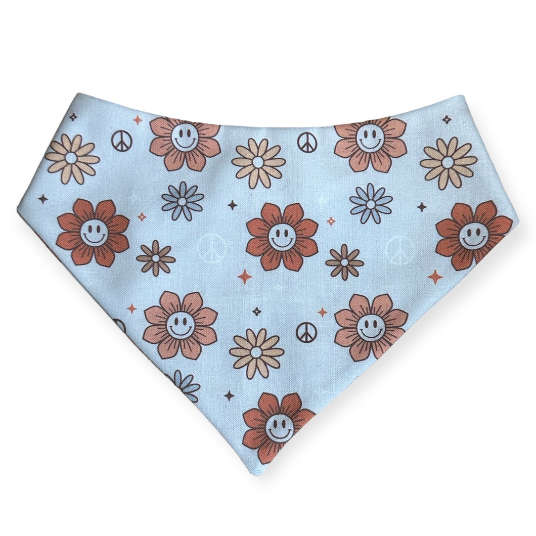 Retro Floral Peace Dog Bandana