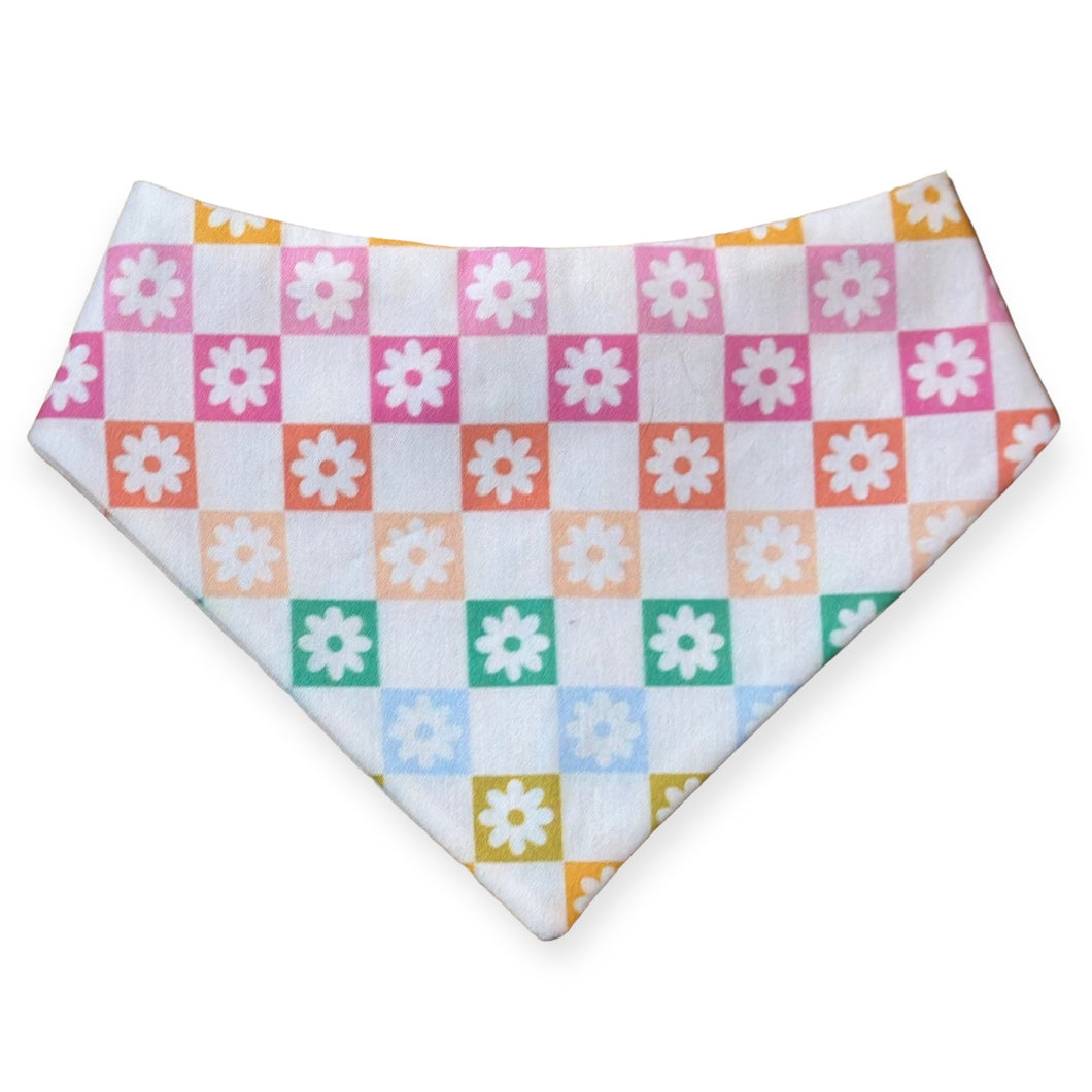 Floral Checkerboard Dog Bandana