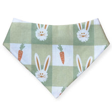 Load image into Gallery viewer, Sage Green Gingham Bunny Carrot Dog Bandana
