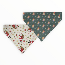 Load image into Gallery viewer, Christmas Teddy Bear &amp; Santa Reversible Dog Bandana
