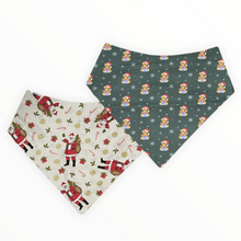 Load image into Gallery viewer, Christmas Teddy Bear &amp; Santa Reversible Dog Bandana
