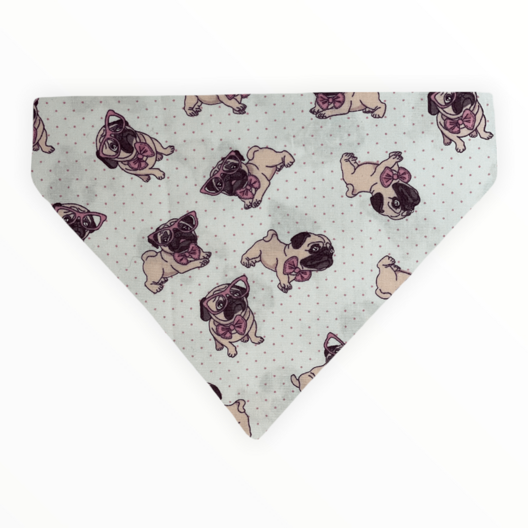 Pug White Dog Bandana