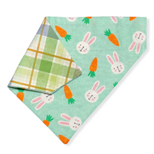 Load image into Gallery viewer, Blue Bunny and Plaid Dog Bandana
