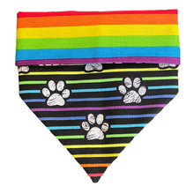 Load image into Gallery viewer, Paws &amp; Rainbows Pride Dog Bandana
