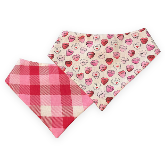 Heart Candy Plaid Dog Bandana