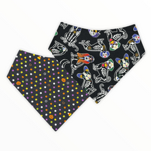 Load image into Gallery viewer, Day of the Dead Halloween Reversible Dog Bandana
