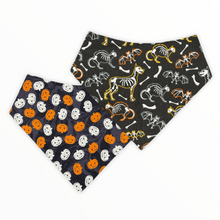 Load image into Gallery viewer, Skeleton Pumpkin Reversible Dog Bandana
