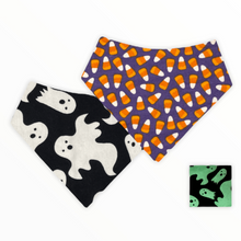 Load image into Gallery viewer, Candy Corn Ghost Flannel (Glow in the Dark) Dog Bandana
