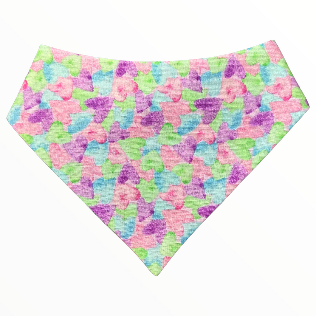 Watercolor Hearts Dog Bandana