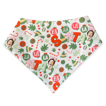 Load image into Gallery viewer, Santas Elf and Christmas Trees Dog Bandana
