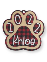 Load image into Gallery viewer, Personalized Dog Paw Ornament
