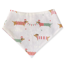 Load image into Gallery viewer, Weiner Dogs and Snowflakes Dog Bandana
