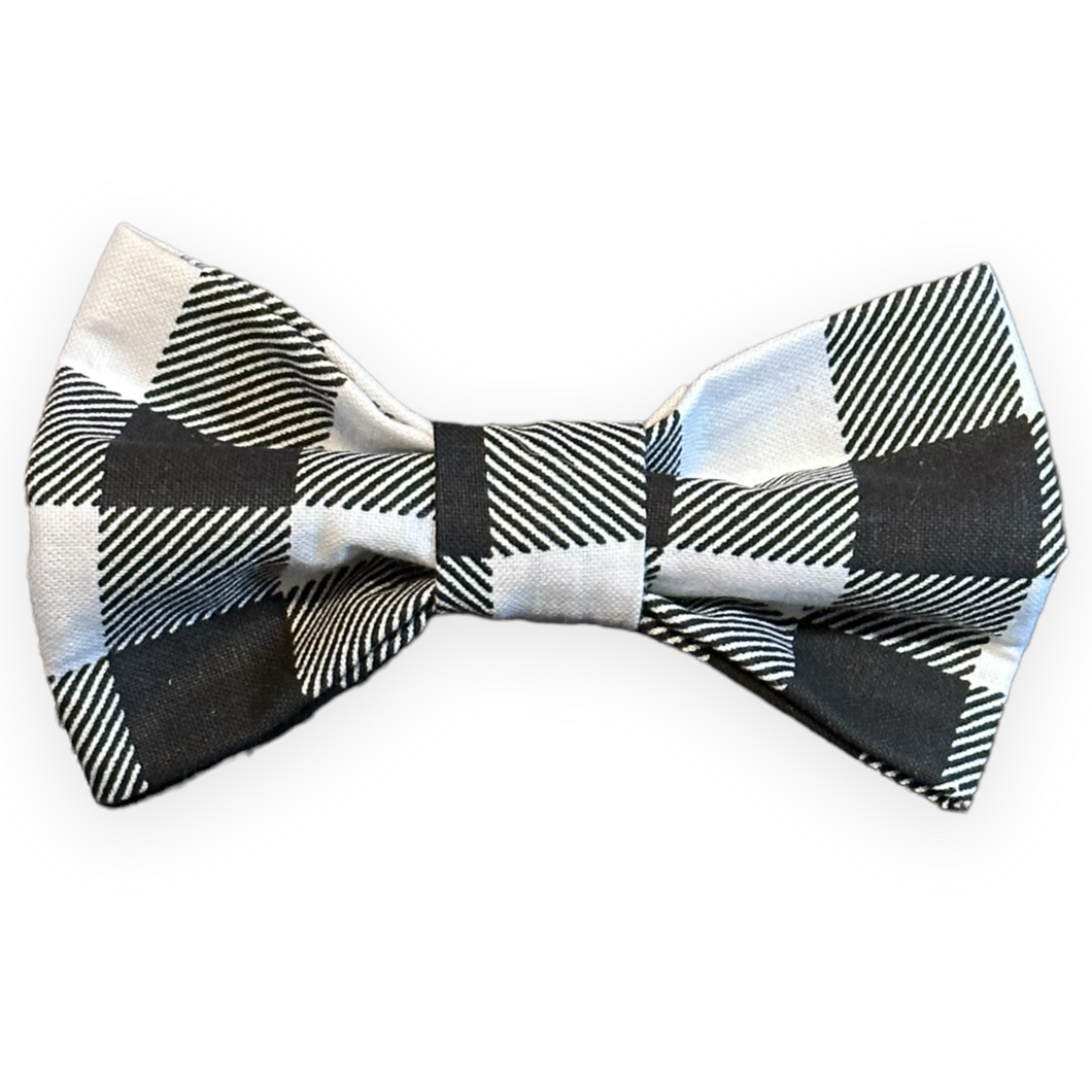 Black and White Plaid Bow Tie