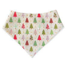 Load image into Gallery viewer, Santas Elf and Christmas Trees Dog Bandana
