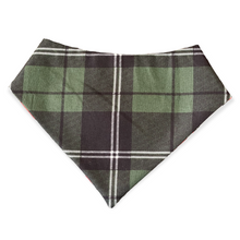 Load image into Gallery viewer, Truck and Trees Green Plaid Dog Bandana
