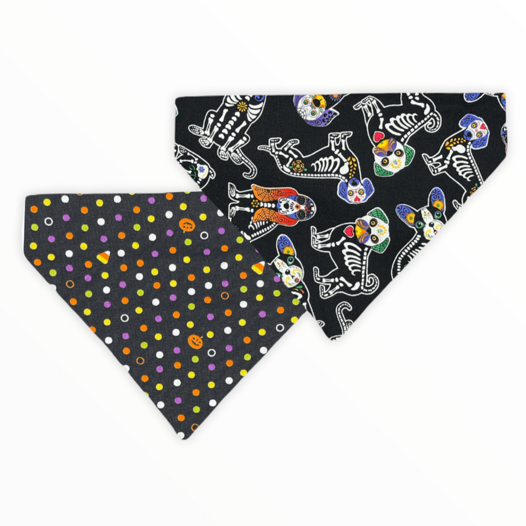 Day of the Dead Halloween Reversible Dog Bandana